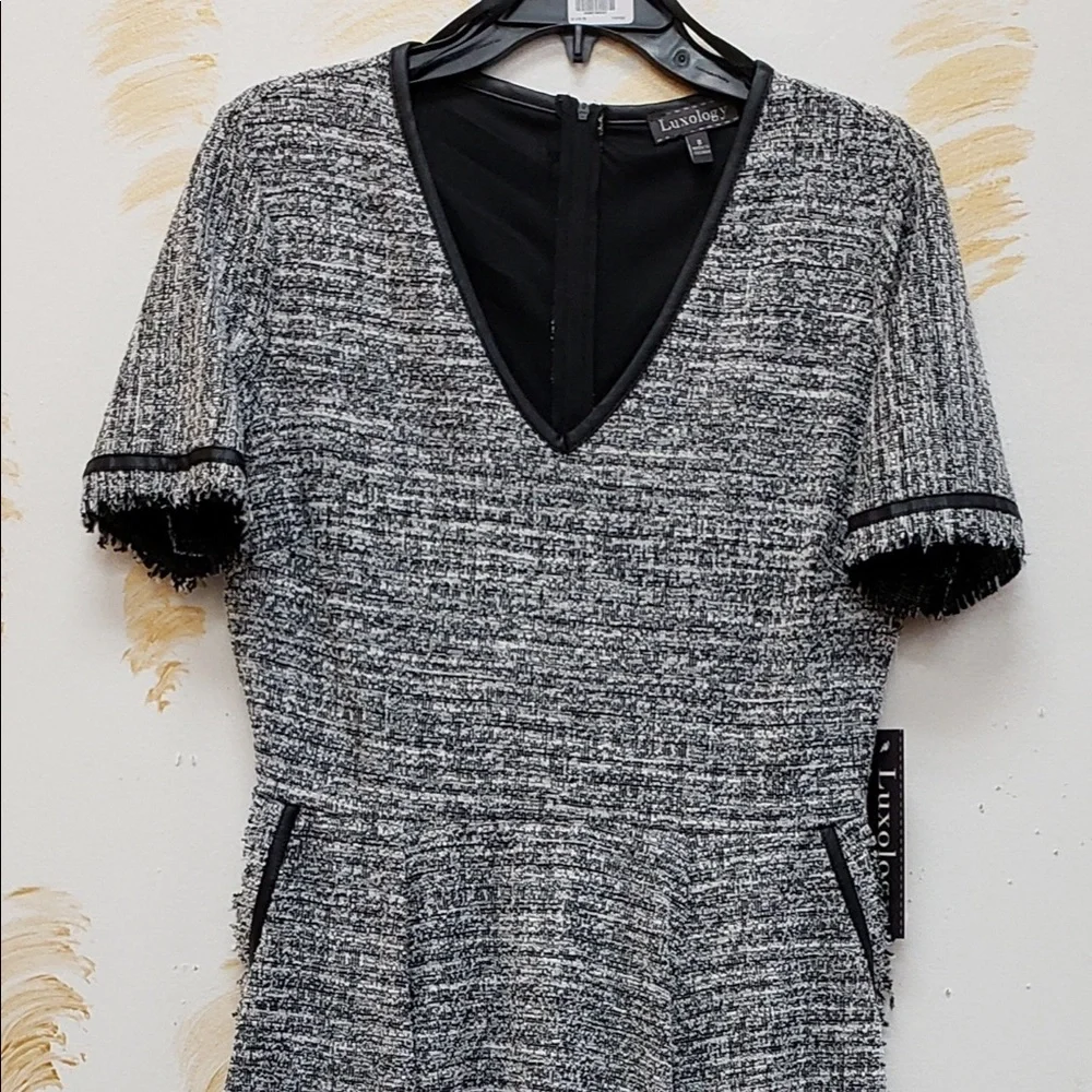 Flare black and white tweed dress - Picture 1 of 2